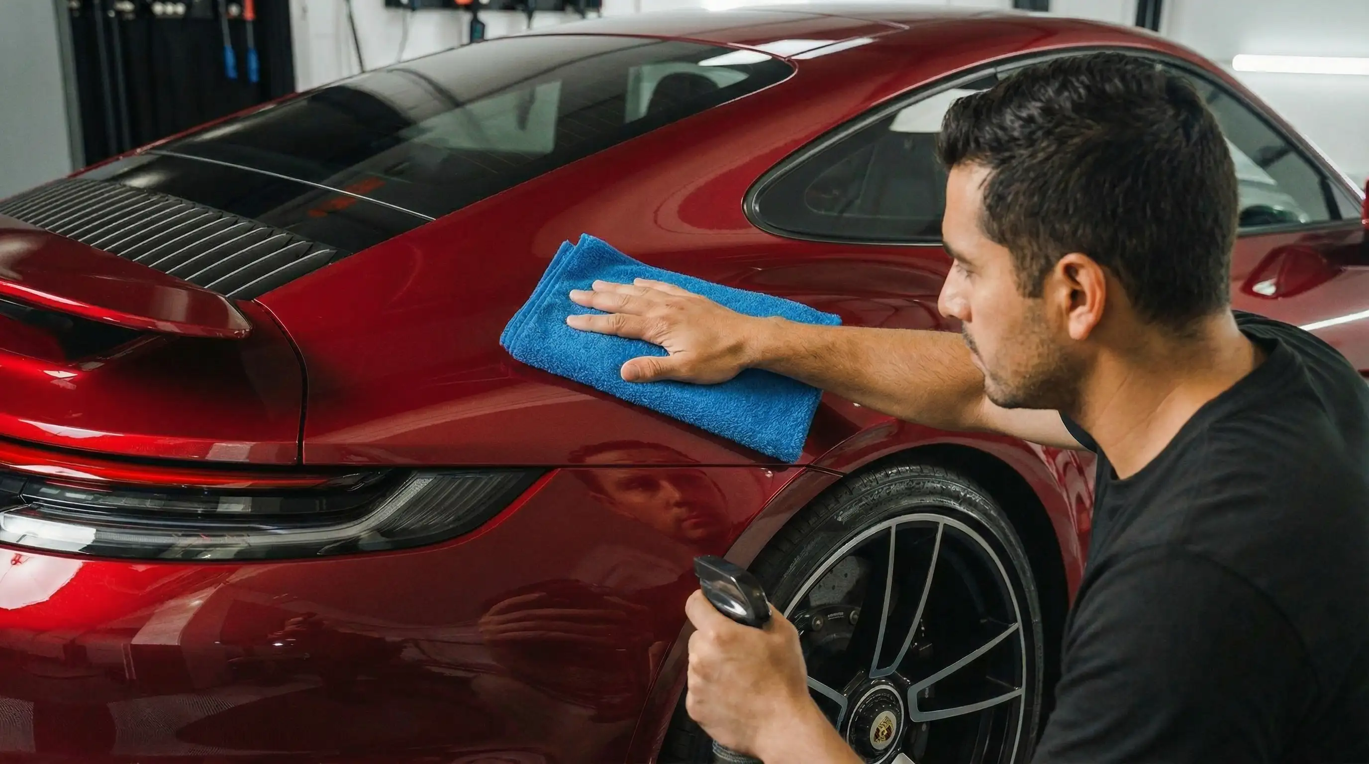 Precision auto detailing in progress